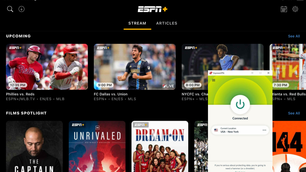 I could watch ESPN+ Outside the US with ExpressVPN