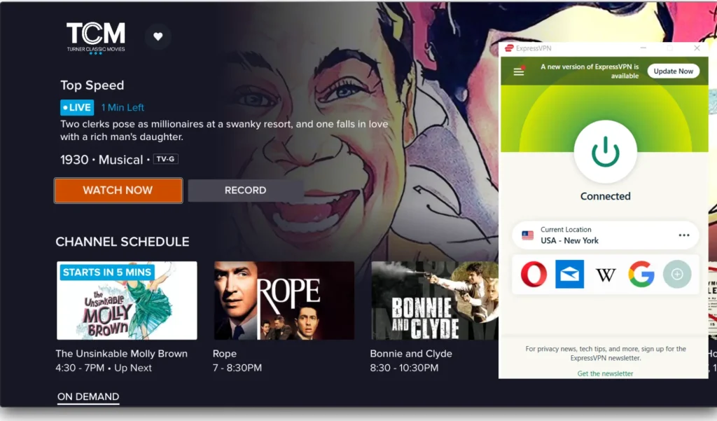 I could watch TCM outside the US with ExpressVPN