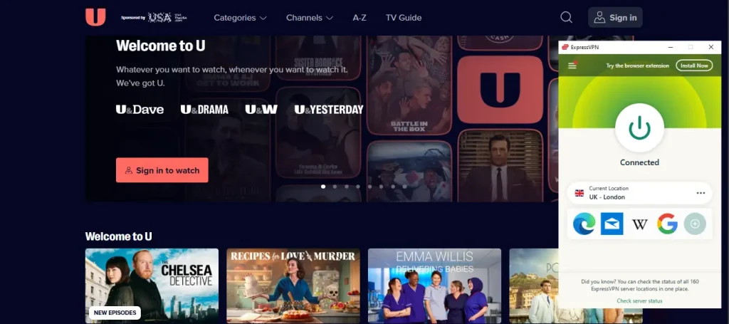I could watch UKTV Play in the US with ExpressVPN