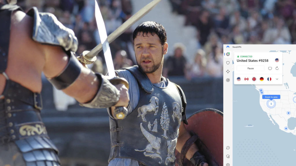 I could watch Gladiator Outside the US on Hulu with NordVPN