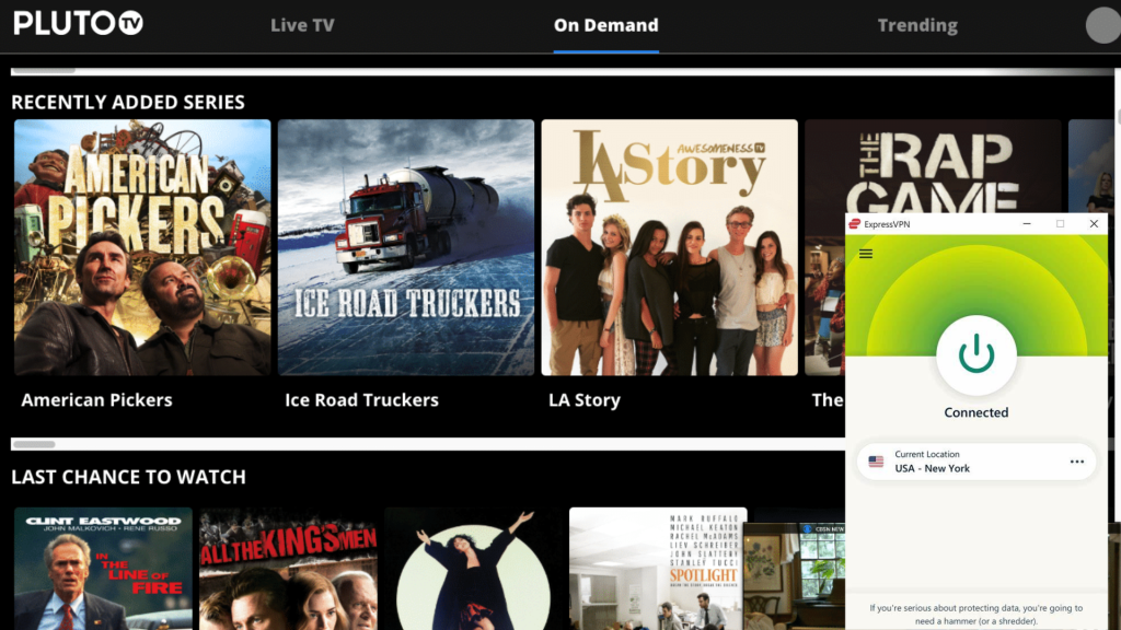 I could watch Pluto TV Outside the US with ExpressVPN