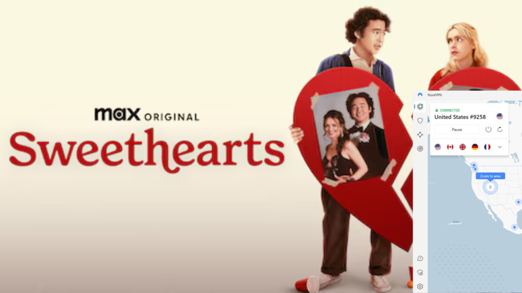 I could watch Sweethearts outside the US on Max with NordVPN