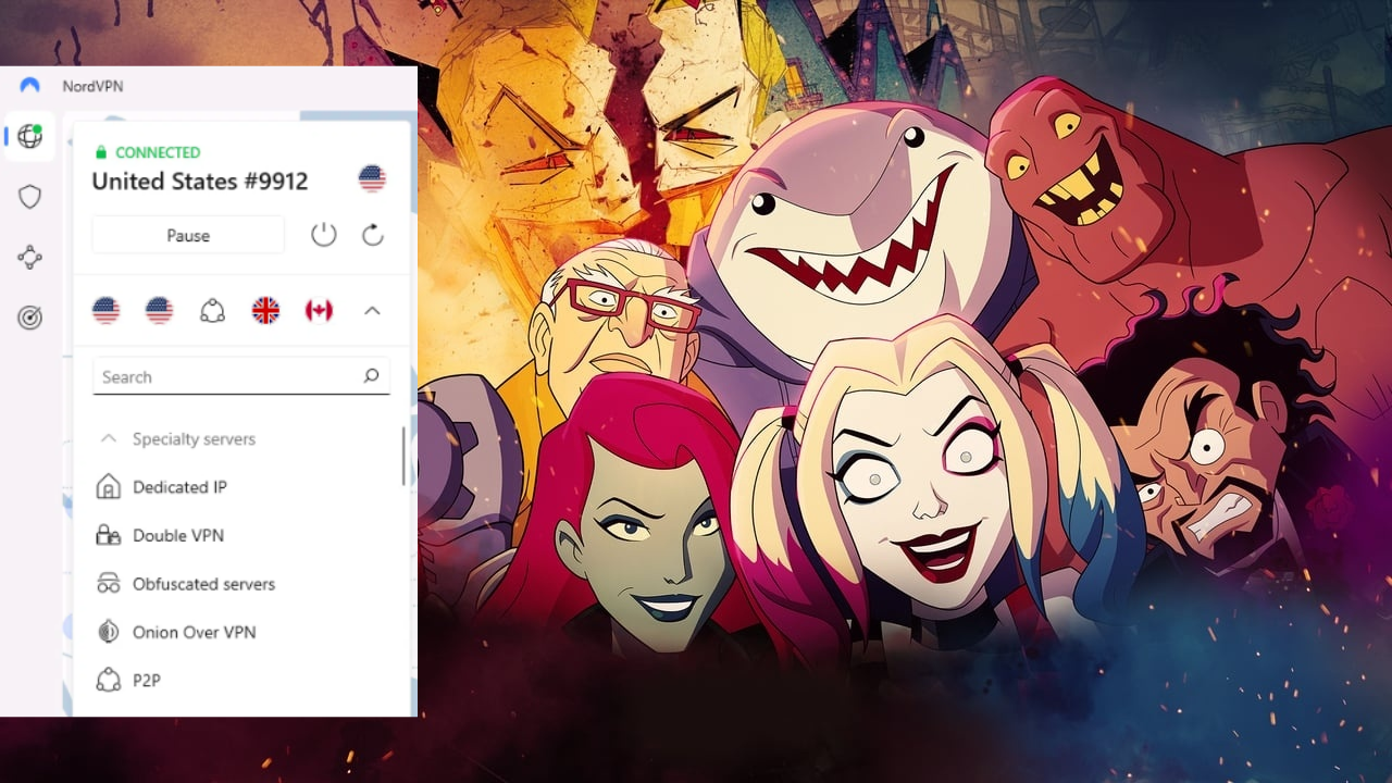 Harley Quinn Season 5 was accessed through NordVPN