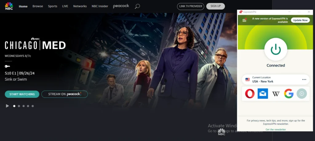 I could watch NBC in UK with ExpressVPN