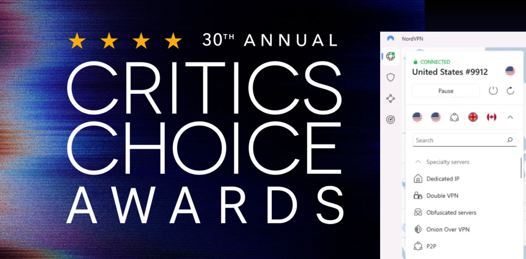 Watch 30th Annual Critics Choice Awards Outside the US on Peacock with NordVPN