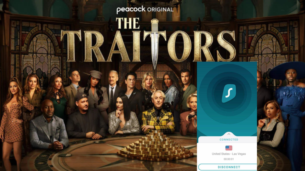 Watch The Traitors Season 3 Outside the US on Peacock with SurfShark