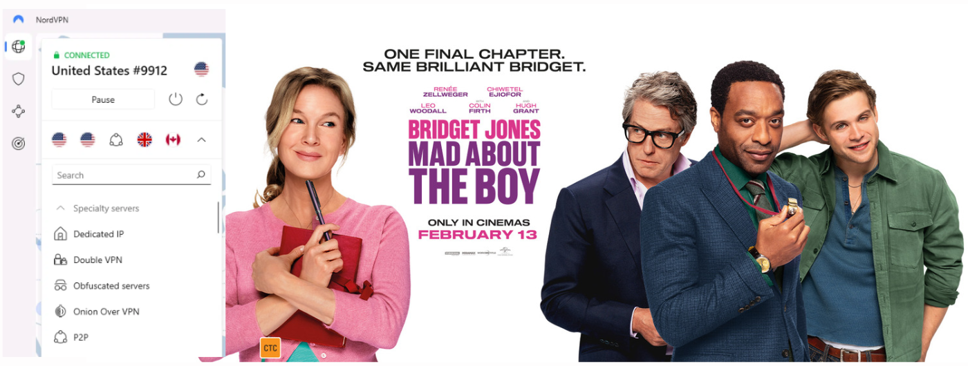 Watch Bridget Jones: Mad About the Boy Outside the US on Peacock with NordVPN