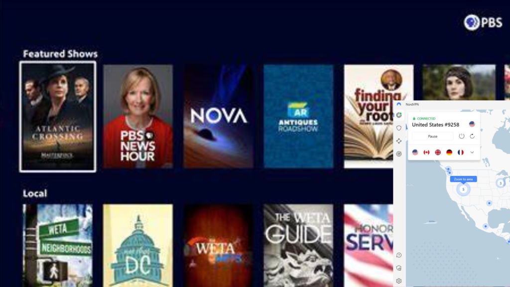 I can Watch PBS in Canada with NordVPN