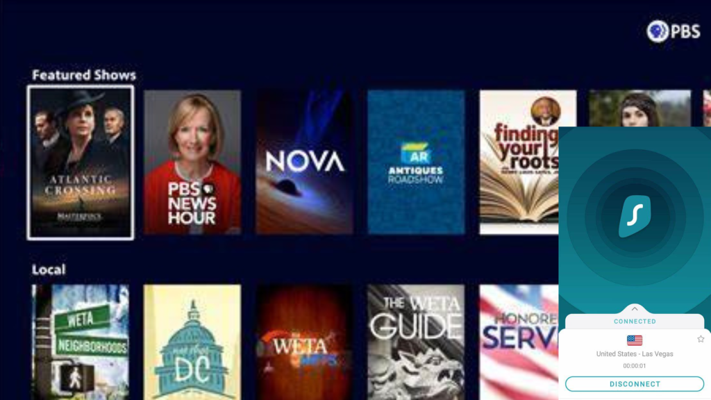 I can Watch PBS in Canada with SurfShark